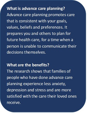 What is advance care planning text box