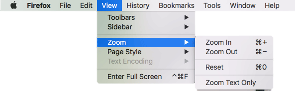 How to zoom in or out in Firefox